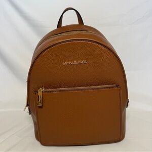 Michael Kors Adina Medium Backpack in luggage brown pebbled leather